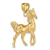 14k Yellow Gold Horse Pendant, Prancing Horse Symbol of Freedom and Strength for Women or Unisex