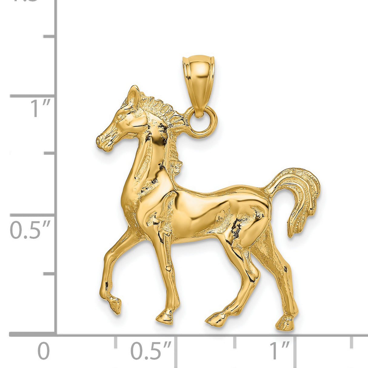 14k Yellow Gold Horse Pendant, Prancing Horse Symbol of Freedom and Strength for Women or Unisex