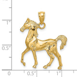 14k Yellow Gold Horse Pendant, Prancing Horse Symbol of Freedom and Strength for Women or Unisex