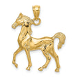 14k Yellow Gold Horse Pendant, Prancing Horse Symbol of Freedom and Strength for Women or Unisex