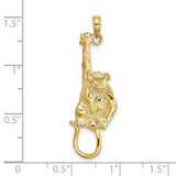 14k Yellow Gold Monkey Pendant with Detailed Chimpanzee Hanging Design