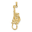 14k Yellow Gold Monkey Pendant with Detailed Chimpanzee Hanging Design