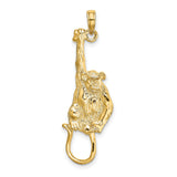 14k Yellow Gold Monkey Pendant with Detailed Chimpanzee Hanging Design
