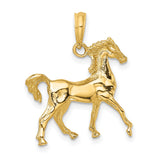 3-D Horse Charm Pendant in Real 14k Yellow Gold