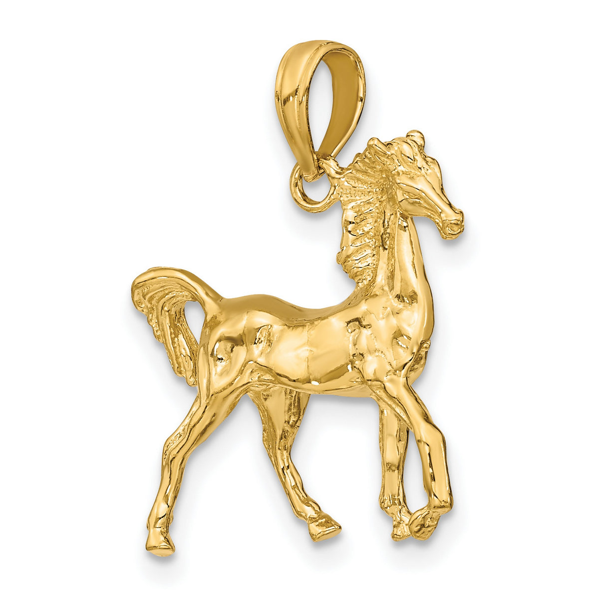 3-D Horse Charm Pendant in Real 14k Yellow Gold