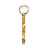 14k Yellow Gold Bear Pendant with Walking Grizzly Design, Symbol of Strength and Courage