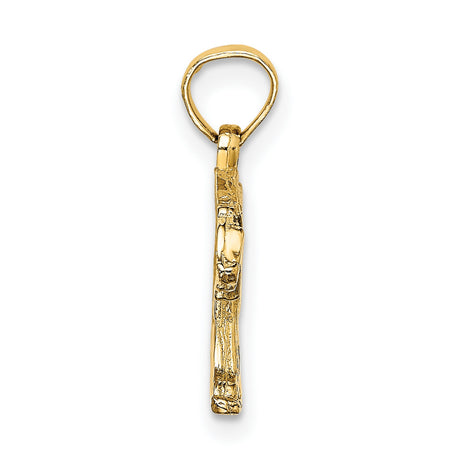 14k Yellow Gold Bear Pendant with Walking Grizzly Design, Symbol of Strength and Courage