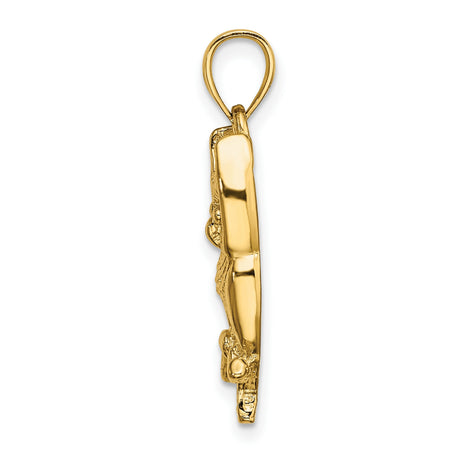 14k Yellow Gold Owl Pendant, Detailed Bird on Branch Design, Nature-Inspired Animal Jewelry