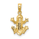 14k Yellow Gold Frog Pendant, Detailed Animal Charm Symbolizing Transformation and Luck