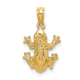 14k Yellow Gold Frog Pendant, Detailed Animal Charm Symbolizing Transformation and Luck