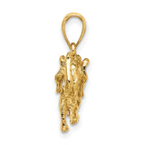 14k Yellow Gold Elephant Pendant, Walking Design with Tusks, Symbol of Strength and Wisdom
