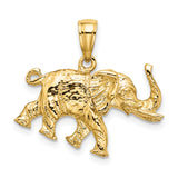14k Yellow Gold Elephant Pendant, Walking Design with Tusks, Symbol of Strength and Wisdom