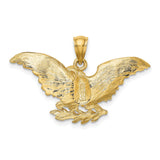14k Yellow Gold Eagle Pendant with Outstretched Wings and Talons, Patriotic Symbol for Men