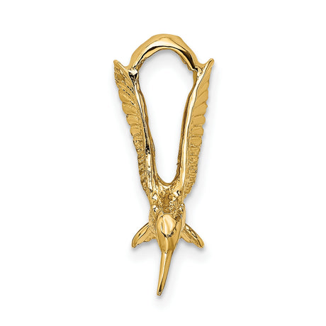 14k Yellow Gold Hummingbird Pendant with Detailed Wings, Nature-Inspired Bird Charm for Women