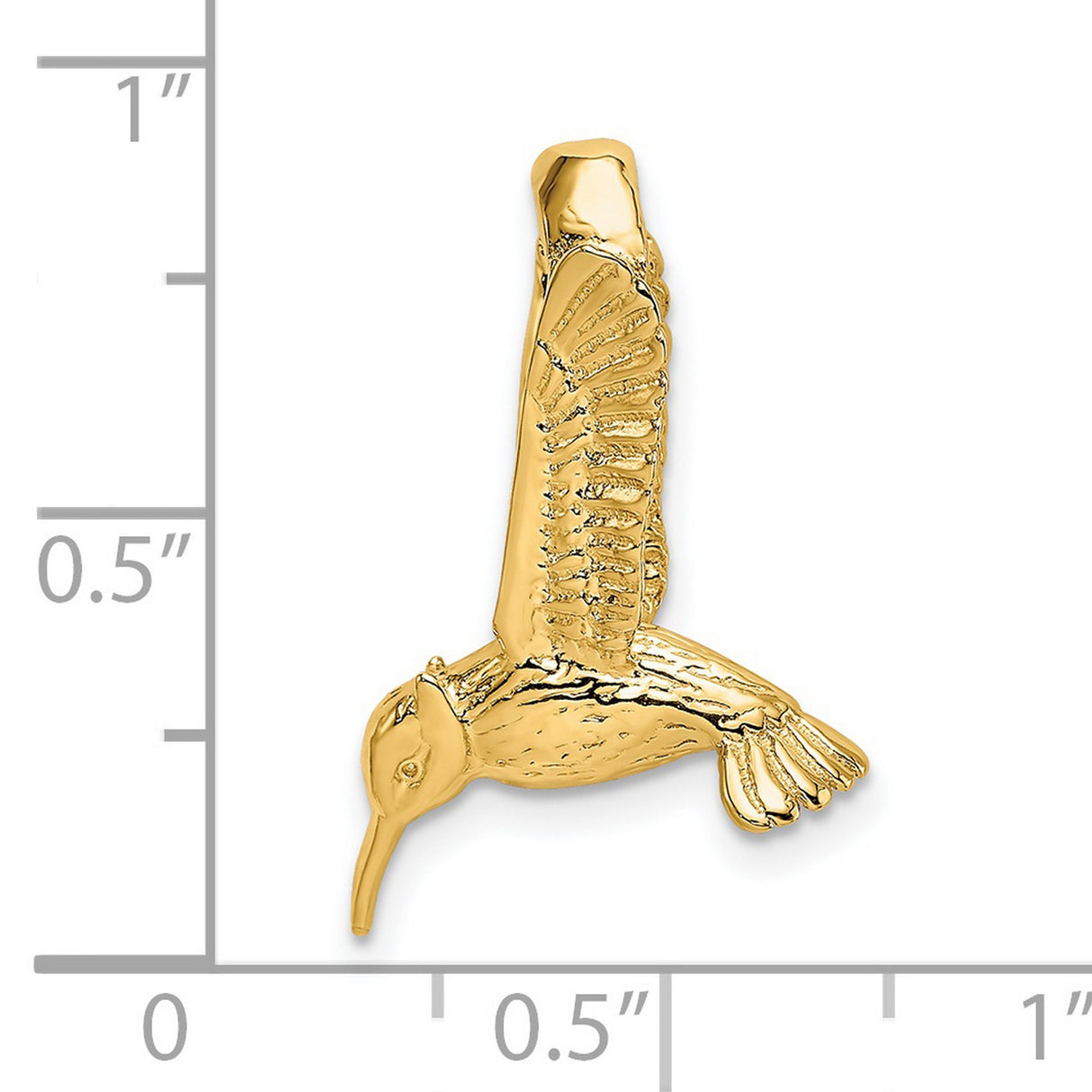 14k Yellow Gold Hummingbird Pendant with Detailed Wings, Nature-Inspired Bird Charm for Women