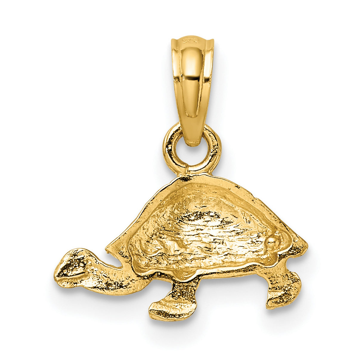 14k Yellow Gold Turtle Pendant with Detailed Shell and Limbs, Nature Charm for Protection and Longevity
