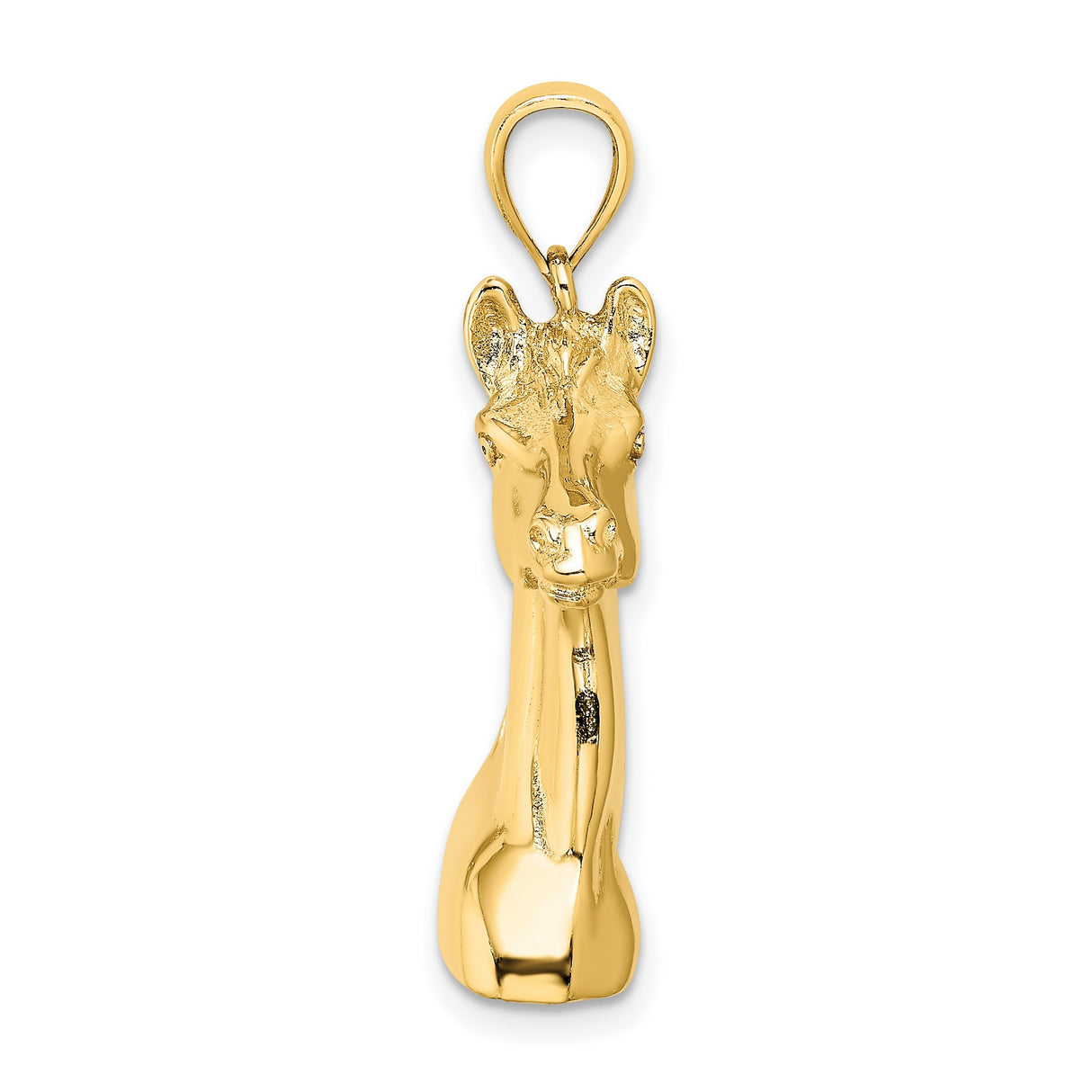 14k Yellow Gold Horse Head Pendant, Detailed Equestrian Design, Western Style Charm for Men or Women