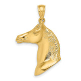 14k Yellow Gold Horse Head Pendant, Detailed Equestrian Design, Western Style Charm for Men or Women