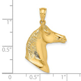 14k Yellow Gold Horse Head Pendant, Detailed Equestrian Design, Western Style Charm for Men or Women