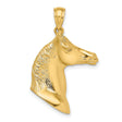 14k Yellow Gold Horse Head Pendant, Detailed Equestrian Design, Western Style Charm for Men or Women