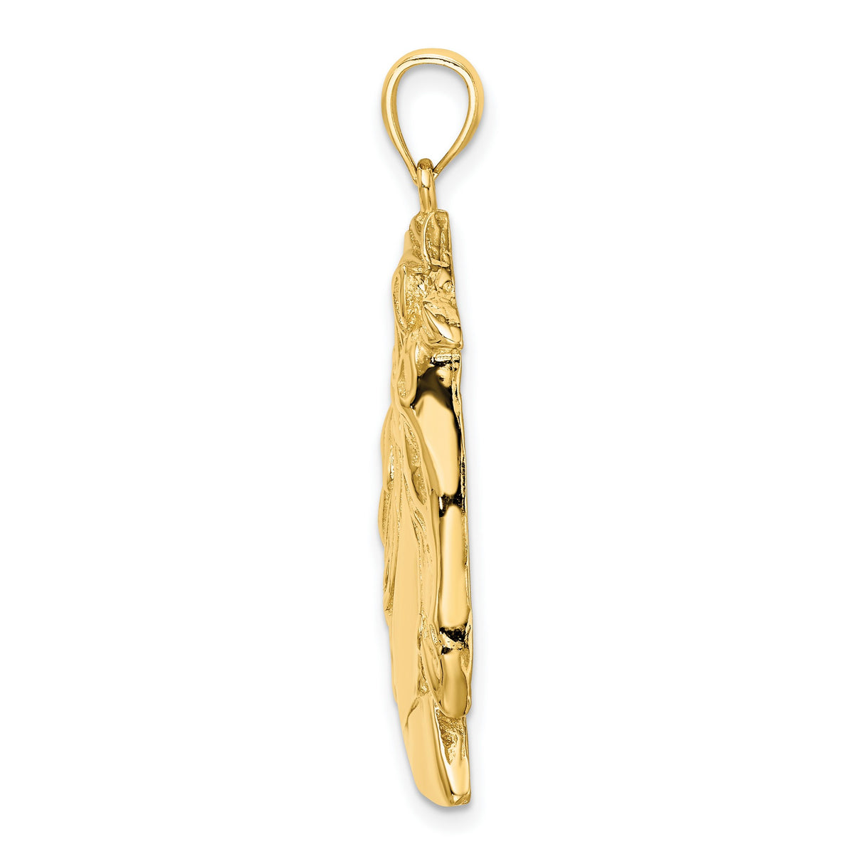 14k Yellow Gold Horse Head Pendant with Long Mane and Bridle Detail, Equestrian Style Charm