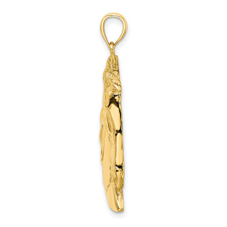 14k Yellow Gold Horse Head Pendant with Long Mane and Bridle Detail, Equestrian Style Charm