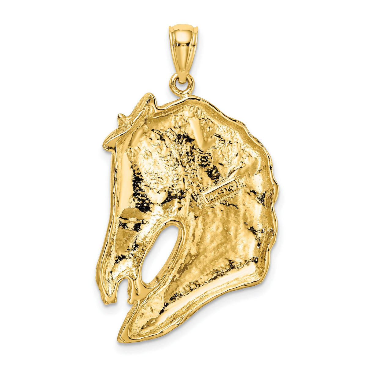 14k Yellow Gold Horse Head Pendant with Long Mane and Bridle Detail, Equestrian Style Charm