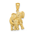 14k Yellow Gold Elephant Pendant Charm, Spiritual Wildlife Symbol for Strength, Wisdom, and Good Luck