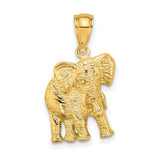 14k Yellow Gold Elephant Pendant Charm, Spiritual Wildlife Symbol for Strength, Wisdom, and Good Luck