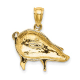14k Yellow Gold Pig Pendant, Detailed Animal Charm, Chinese Zodiac Prosperity Symbol