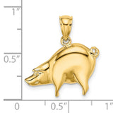 14k Yellow Gold Pig Pendant, Detailed Animal Charm, Chinese Zodiac Prosperity Symbol