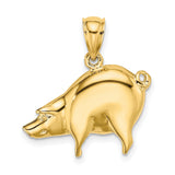 14k Yellow Gold Pig Pendant, Detailed Animal Charm, Chinese Zodiac Prosperity Symbol