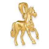 14k Yellow Gold Horse Pendant, Prancing Horse Symbol, Nature-Inspired Equestrian Jewelry