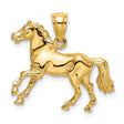 14k Yellow Gold Horse Pendant, Prancing Horse Symbol, Nature-Inspired Equestrian Jewelry