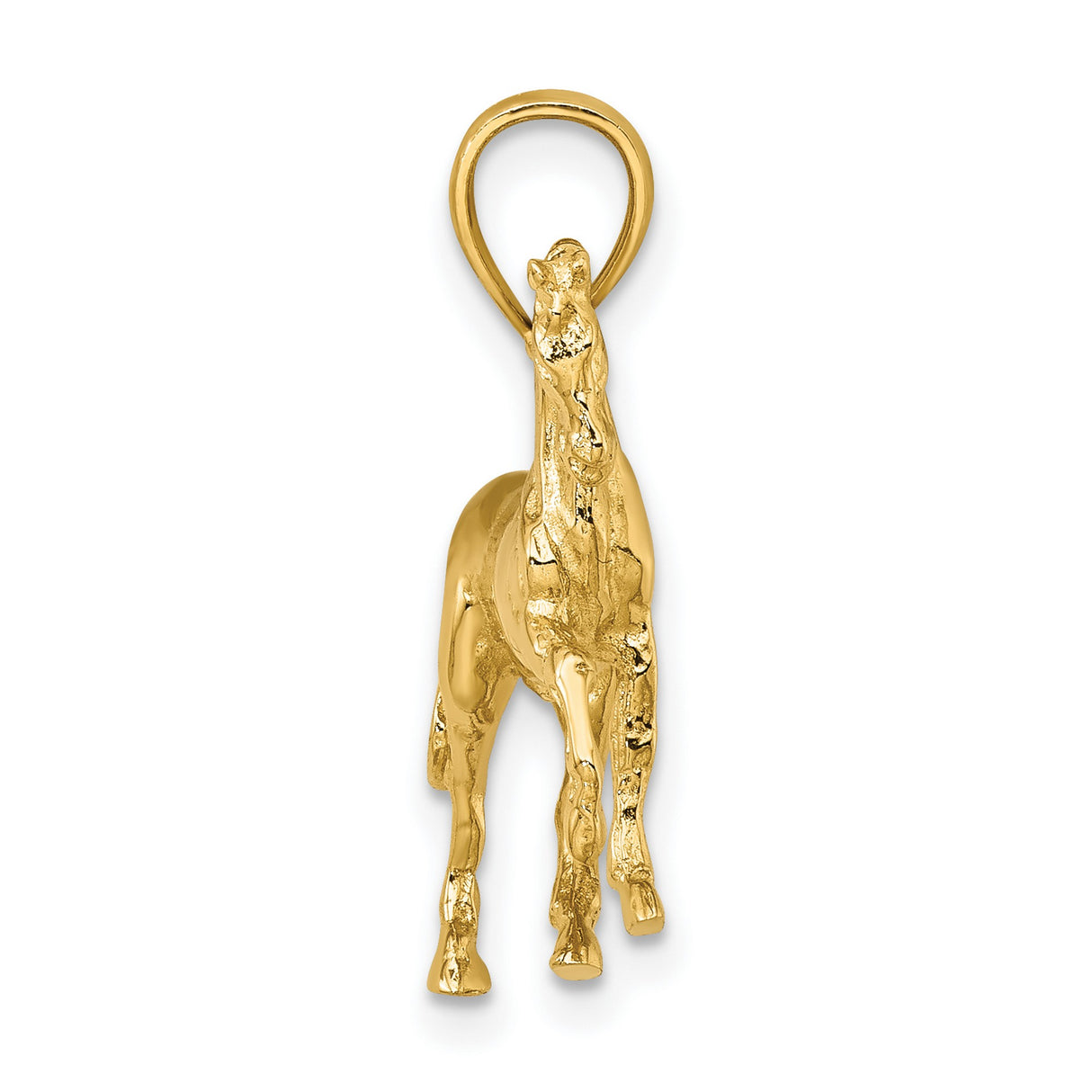 14k Yellow Gold Horse Pendant, Prancing Horse Charm Symbolizing Strength and Freedom