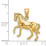 14k Yellow Gold Horse Pendant, Prancing Horse Charm Symbolizing Strength and Freedom