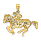 14k Yellow Gold Horse and Jockey Pendant, Galloping Racehorse Equestrian Charm