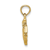 14k Yellow Gold Equestrian Pendant with Jumping Horse and Rider Motif