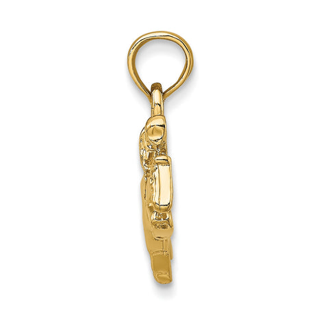 14k Yellow Gold Equestrian Pendant with Jumping Horse and Rider Motif