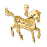 14k Yellow Gold Horse Pendant, Galloping Animal Design, Nature-Inspired Jewelry for Women or Unisex Wear