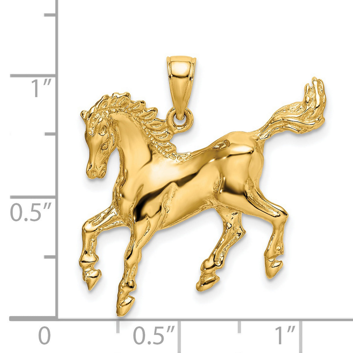 14k Yellow Gold Horse Pendant, Galloping Animal Design, Nature-Inspired Jewelry for Women or Unisex Wear