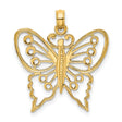 14k Yellow Gold Butterfly Pendant with Openwork Design, Symbol of Transformation and Growth
