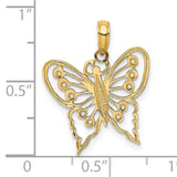 14k Yellow Gold Butterfly Pendant, Delicate Openwork Nature-Inspired Design for Women