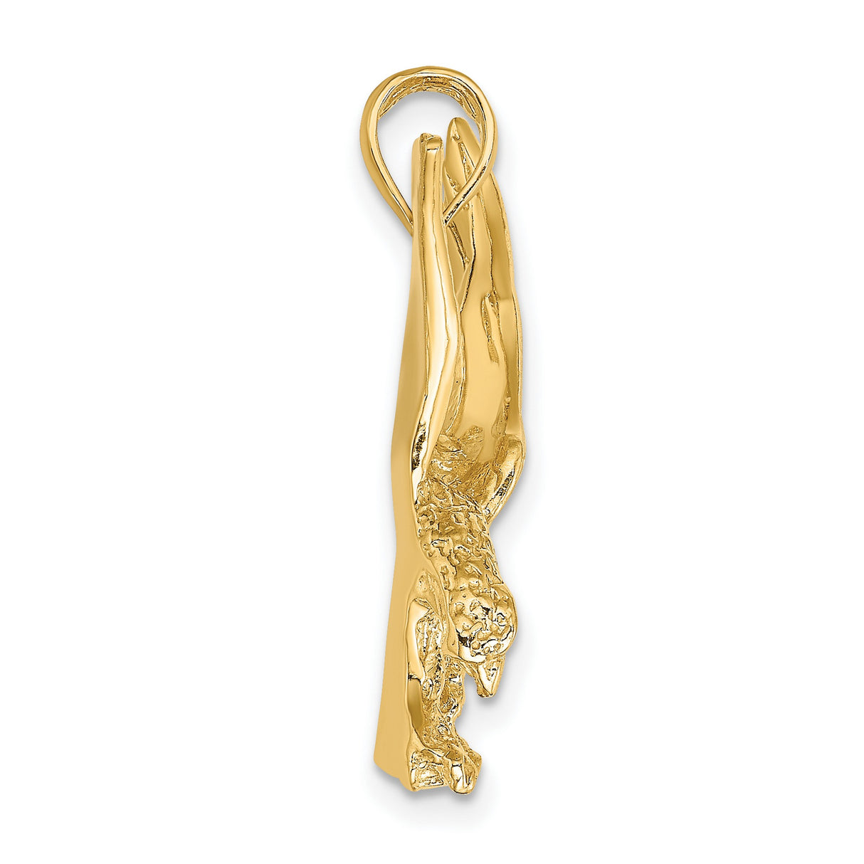 14k Yellow Gold Eagle Pendant with Detailed Wings, Symbol of Strength and Patriotism