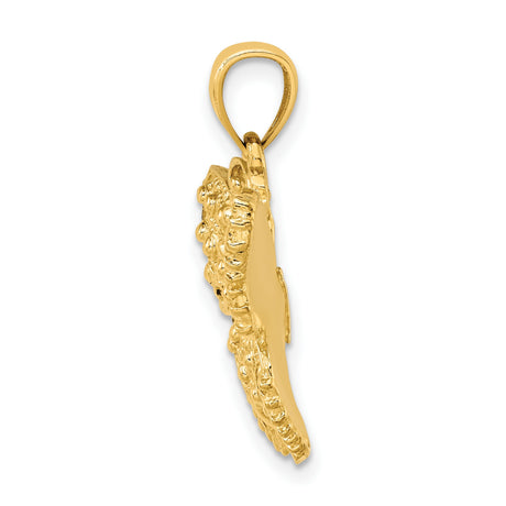 14k Yellow Gold Butterfly Pendant with Textured Wings and Filigree Detail