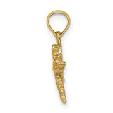 14k Yellow Gold Dragonfly Pendant with Openwork Wings and Detailed Body