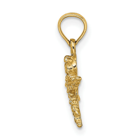 14k Yellow Gold Dragonfly Pendant with Openwork Wings and Detailed Body