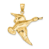14k Yellow Gold Flying Duck Pendant, Detailed Wildlife Bird Charm, Hunter Style Jewelry