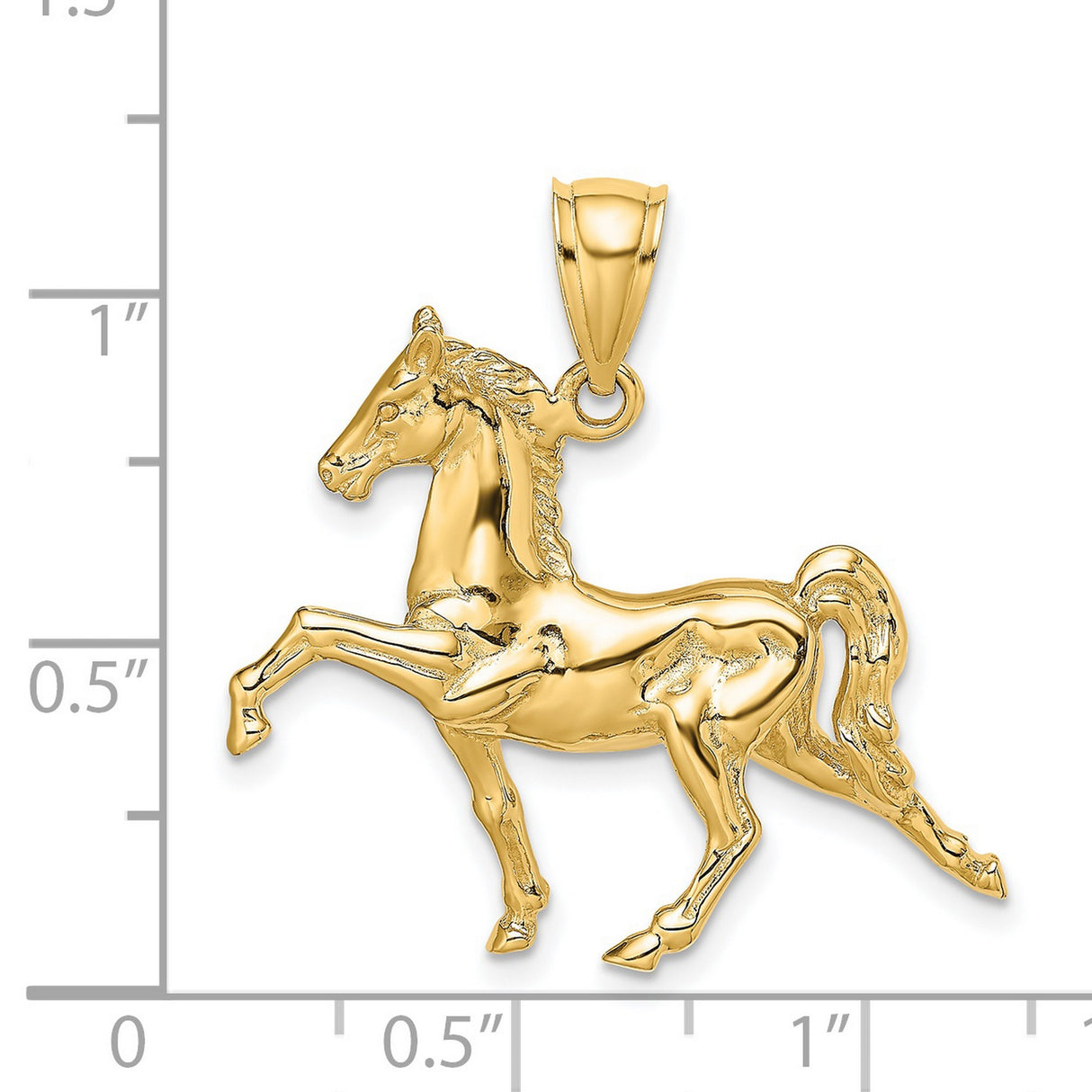 14k Yellow Gold Prancing Stallion Pendant, Equestrian Horse Charm for Women or Unisex Wear