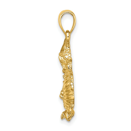 14k Yellow Gold Dragon Pendant, Chinese Mythical Creature Symbol, Unisex Jewelry